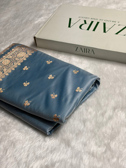 Nile Blue Booti Katan Silk Saree SK09