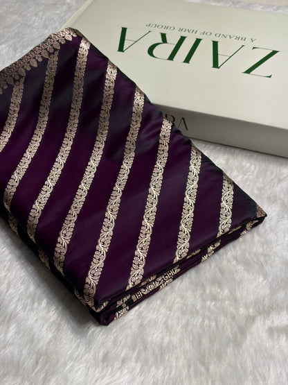 Cross Wine With Floral Border Mashru Silk Saree MSM-98