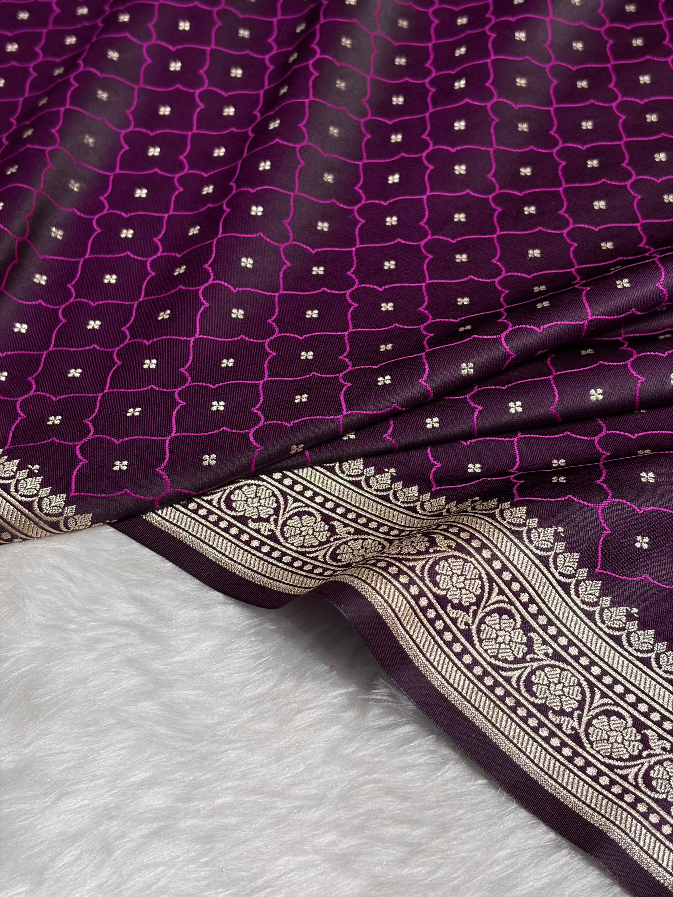 Dark Magenta Shades Tanchoi Motif Mashru Silk Saree MST-13