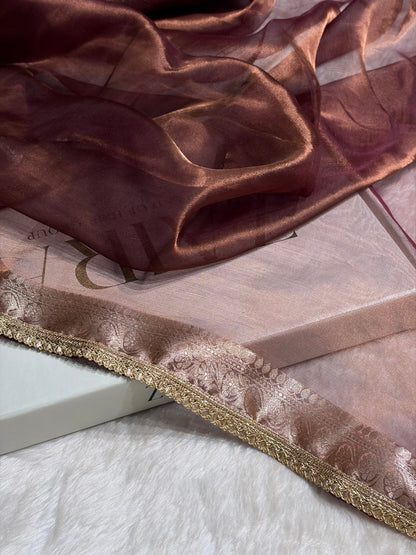 Garnet Shades Pure Tissue Silk Saree with Gotta Patti PTGP-09