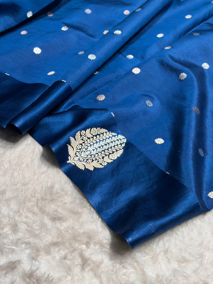 German blue Shades Handwoven Pure Katan Silk Paper Silk RM-69