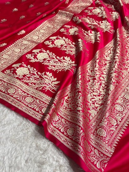 Cross Rani Shades Banarasi Boota Pattern Floral Mashru Silk Saree MSM-120