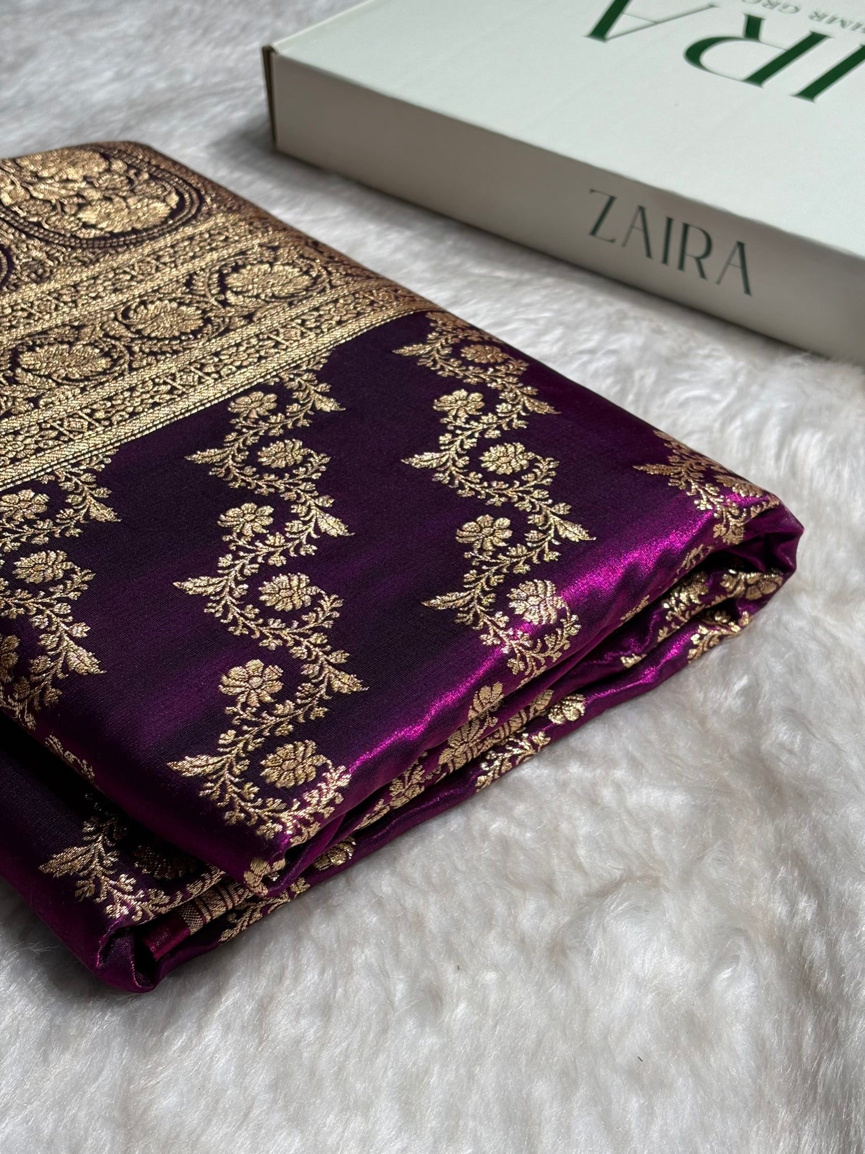 Wine Shades Banarasi Satin Silk Saree SS32