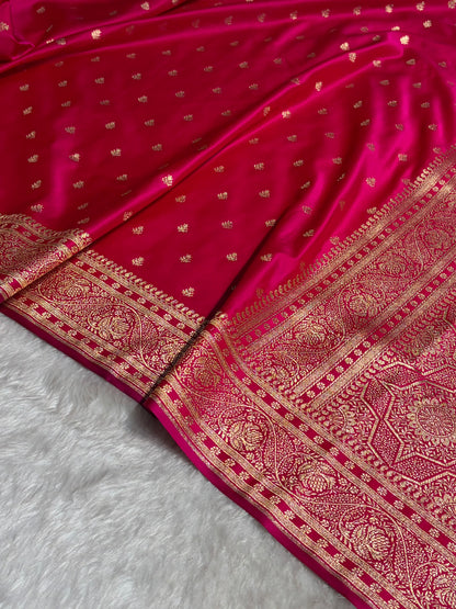 Cross Rani Floral Pattern Satin Katan Silk Saree SK78