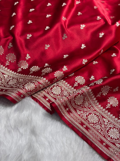 Banarasi Maroon Shades Floral Mashru Silk Saree MS89