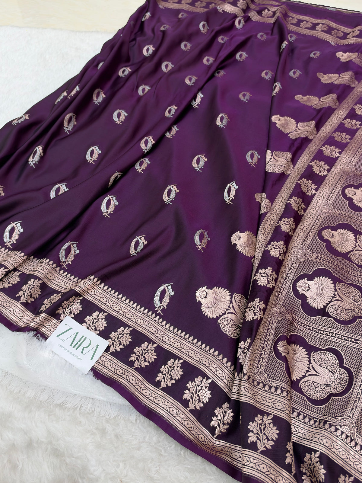 Dark purple Shades Banarasi Boota Pattern Floral Mashru Silk Saree MSM-112