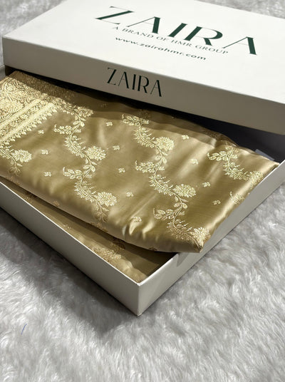 Banarasi Satin Katan Saree With Jaal Pattern in Tusser Shades SK121