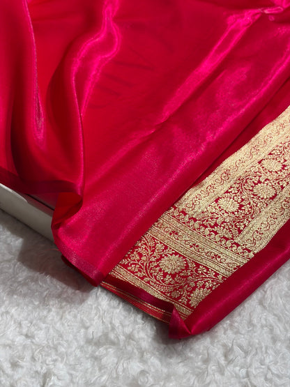 Cross Rani Shades Cross Pattern Banarasi Satin Silk Saree SS39