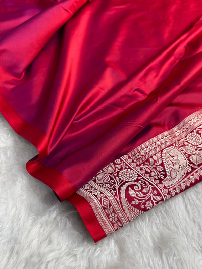 Banarasi Purplish Red Shades Banarasi Boota Pattern Floral Mashru Silk Saree MSM-104