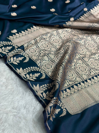 Banarasi German Blue Booti Mashru Silk Saree MSM-33