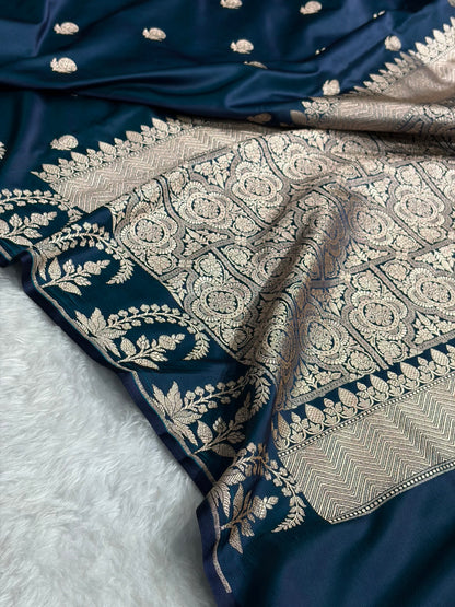 Banarasi German Blue Booti Mashru Silk Saree MSM-33