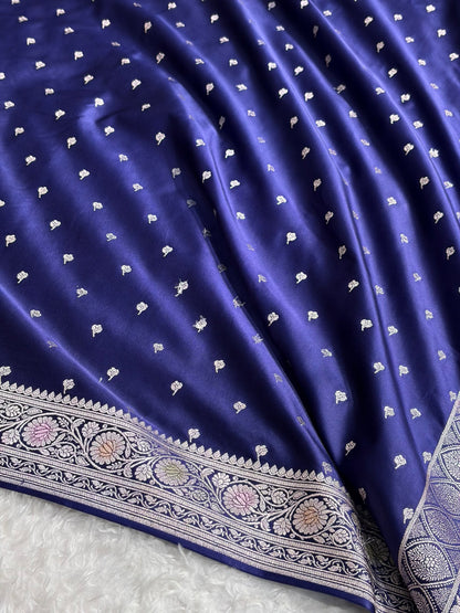 Royal Blue Shade With Booti Pattern Mashru Silk Saree