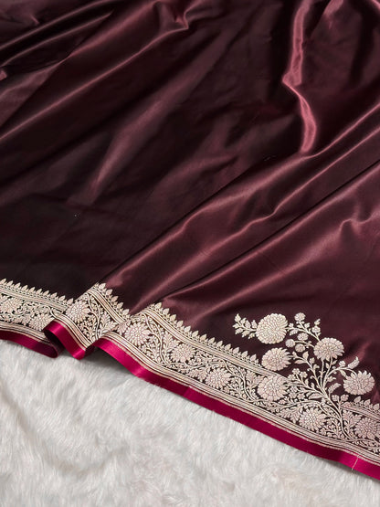 Garnet Shades Floral Border Mashru Silk Saree MSM-62