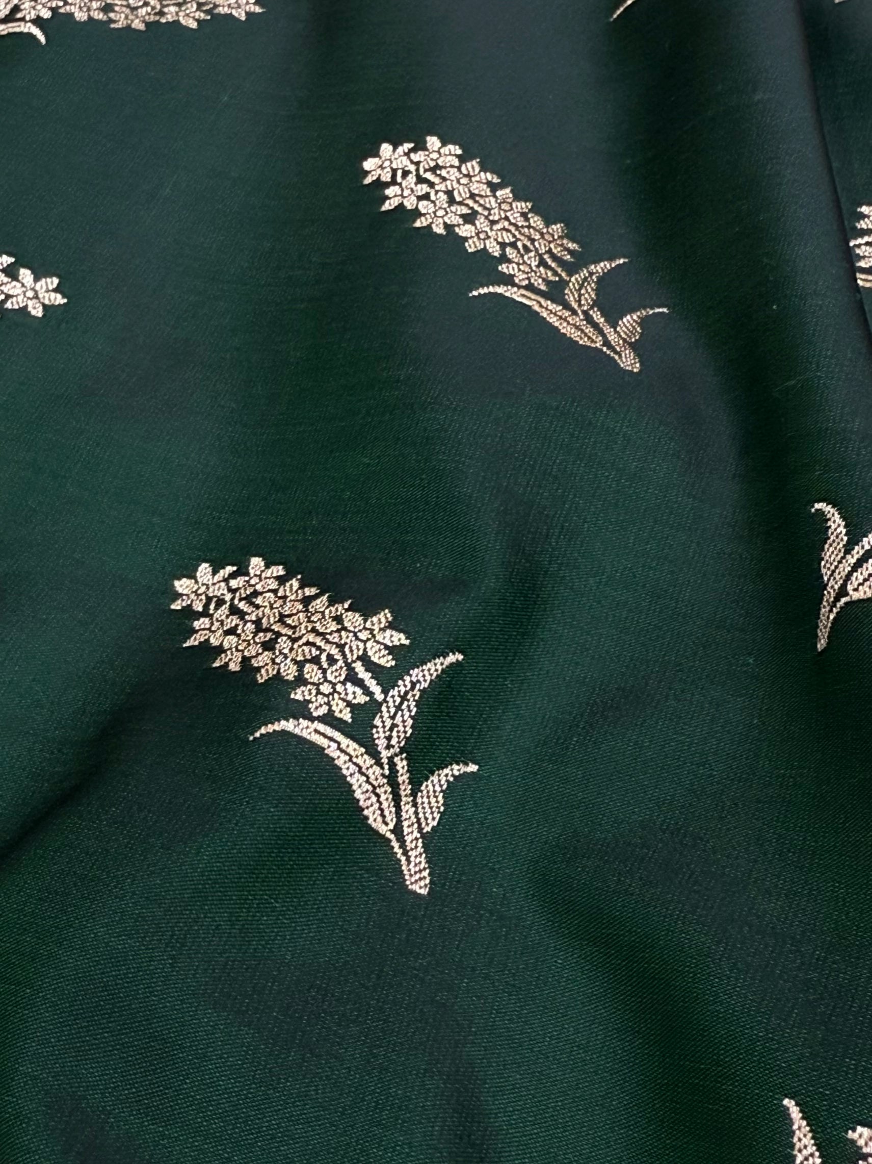 Dark Bottle Green Motif Mashru Silk Saree MSM 42