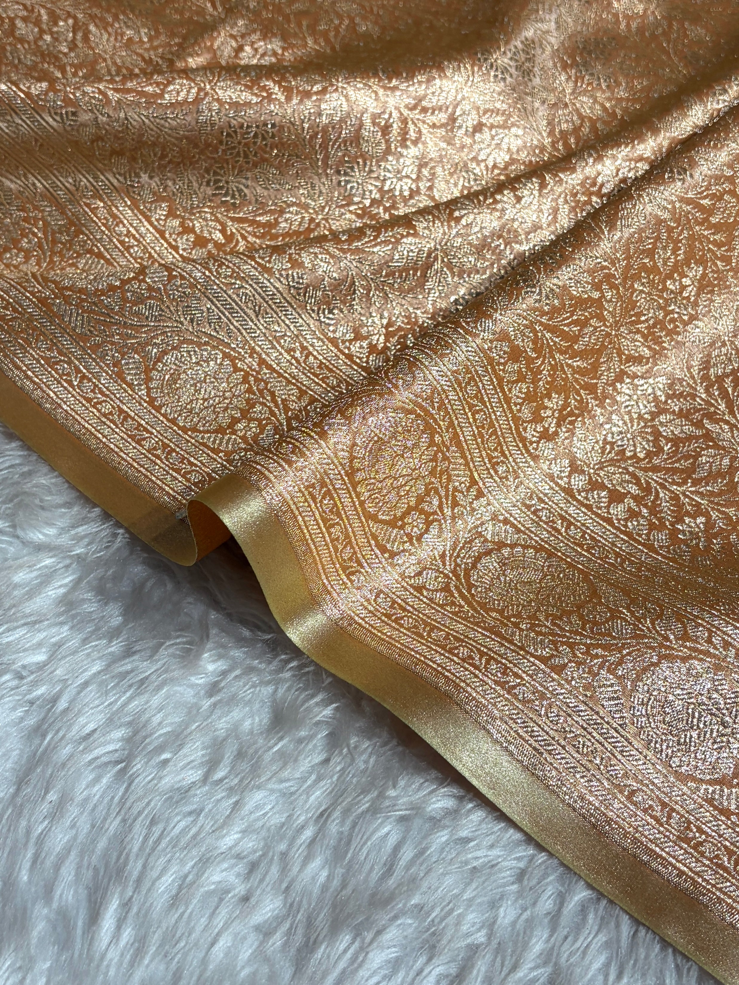 Ivory Shades Brocket Satin Silk Saree Banarasi Saree Shades SS30