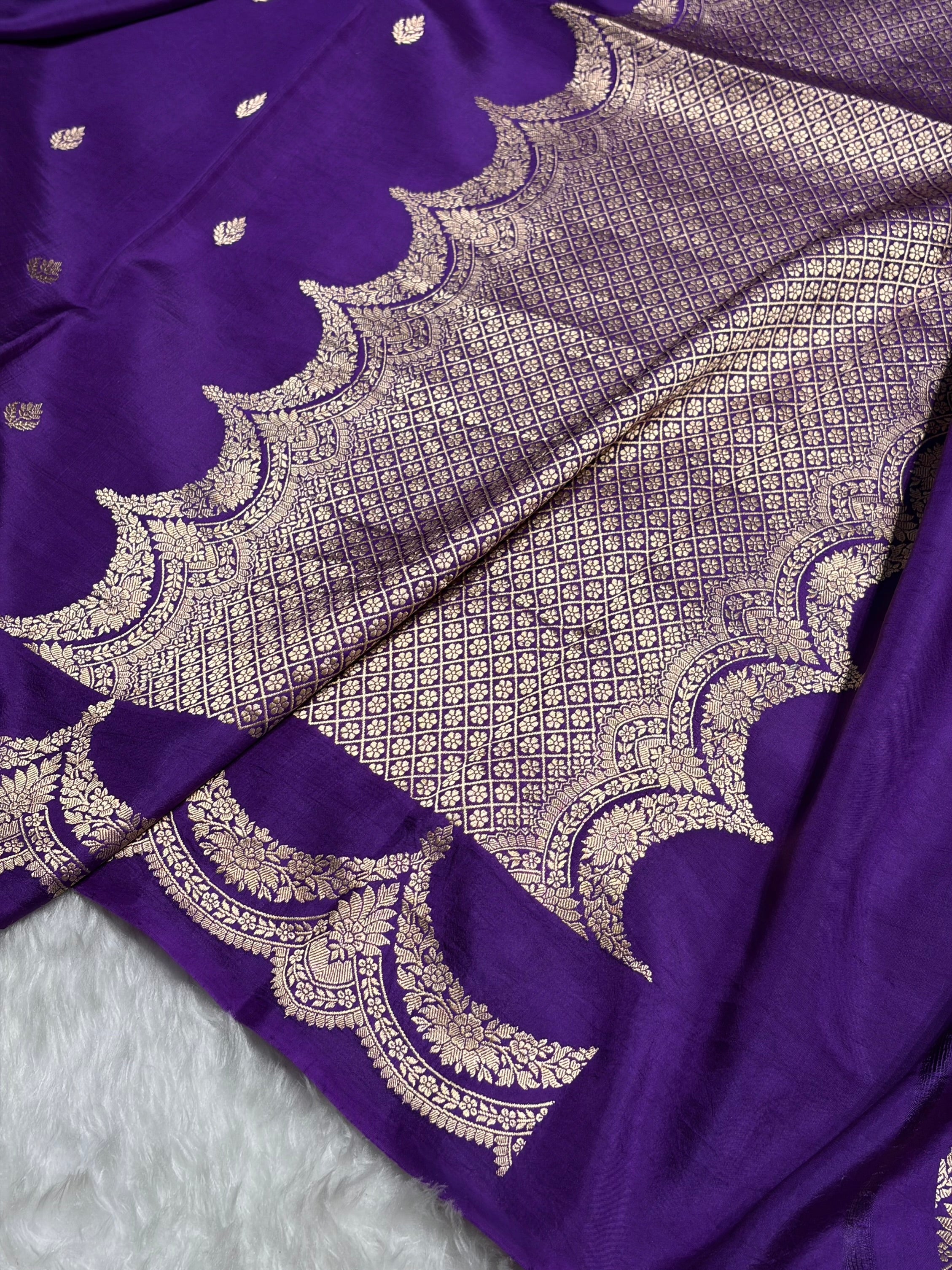 Purple Shades Boota Handwoven Pure Katan Raw Mango Silk RM-19