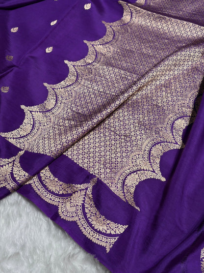 Purple Shades Boota Handwoven Pure Katan Raw Mango Silk RM-19