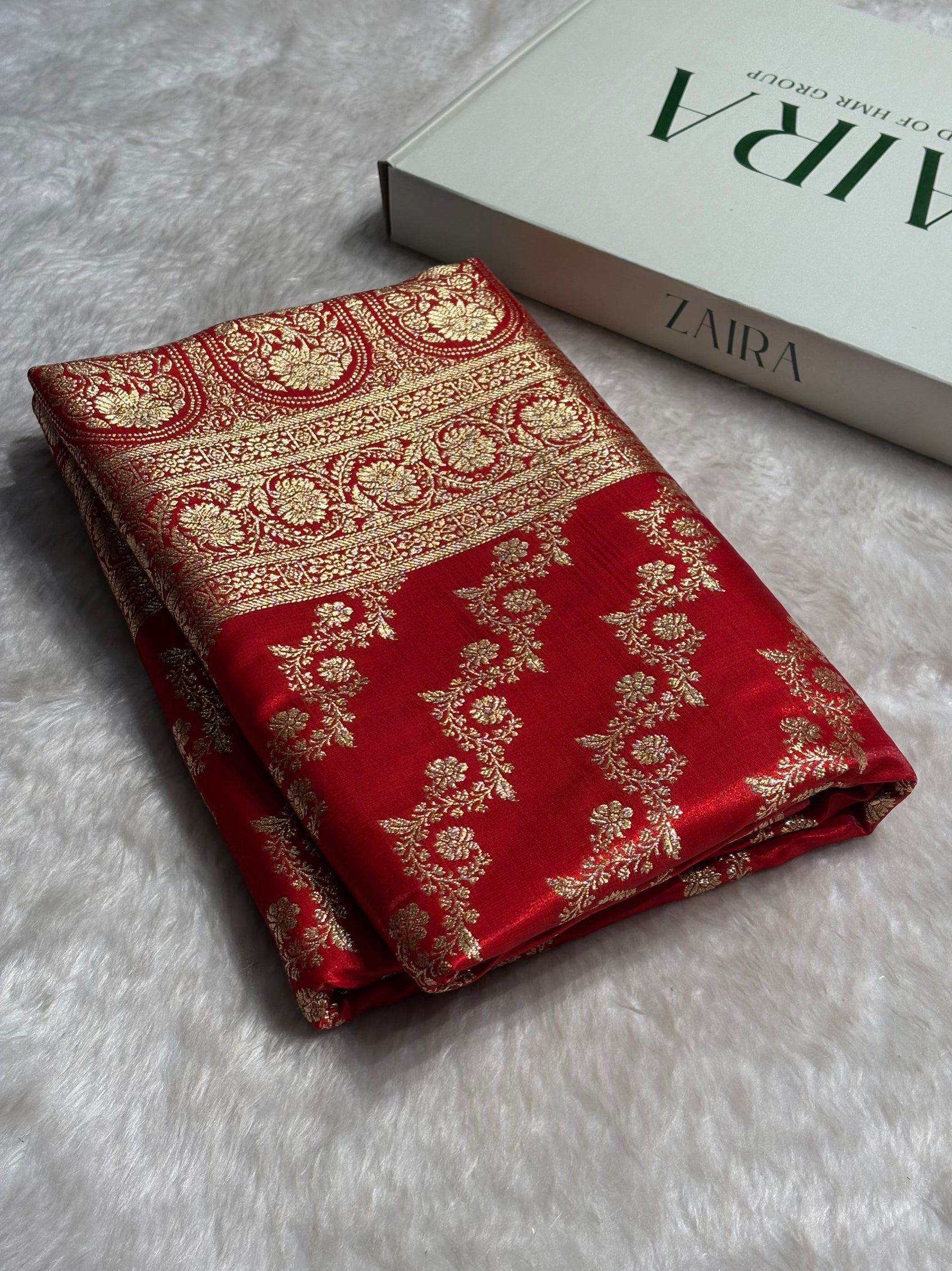Red Shades Banarasi Satin Silk Saree SS32