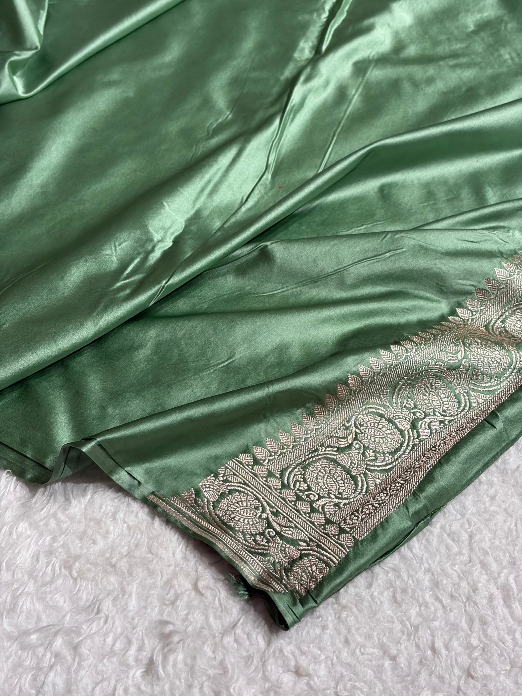 Banarasi Sea Green Shades Jaal Mashru Silk Saree MCS42