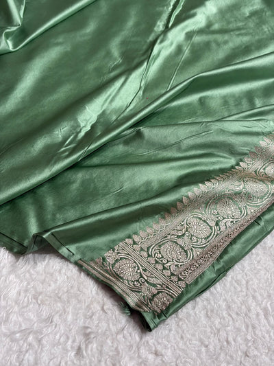 Banarasi Sea Green Shades Jaal Mashru Silk Saree MCS42