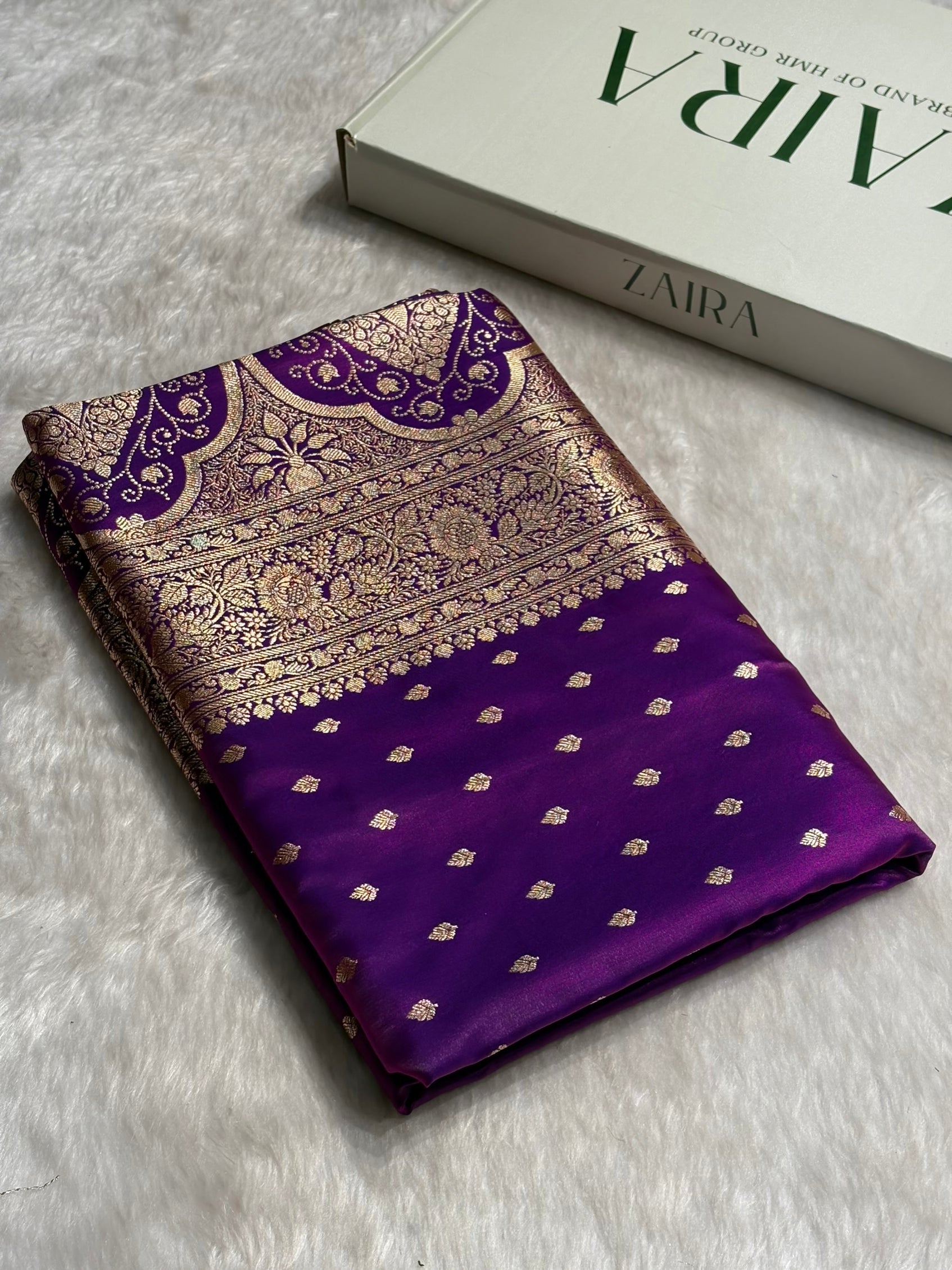 Ultra Light Weight Satin Silk Booti in Purple Cross Shades SS06