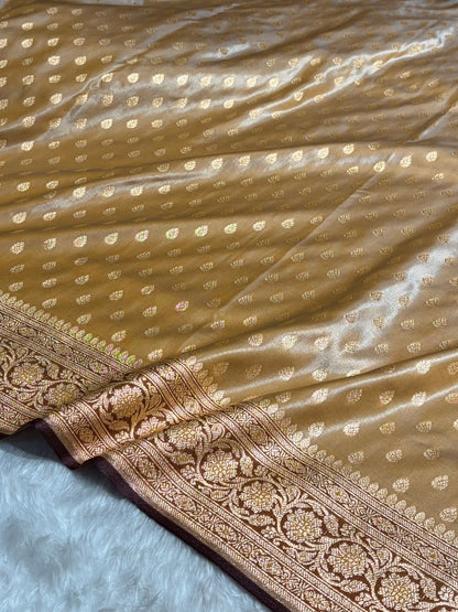 Banarasi Contrast Satin Silk Booti in Tusser With Garnet Shades SS01