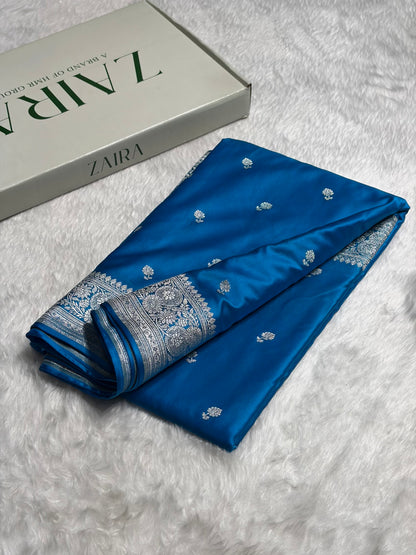 Firozi Shades Booti Mashru Silk Saree MS73