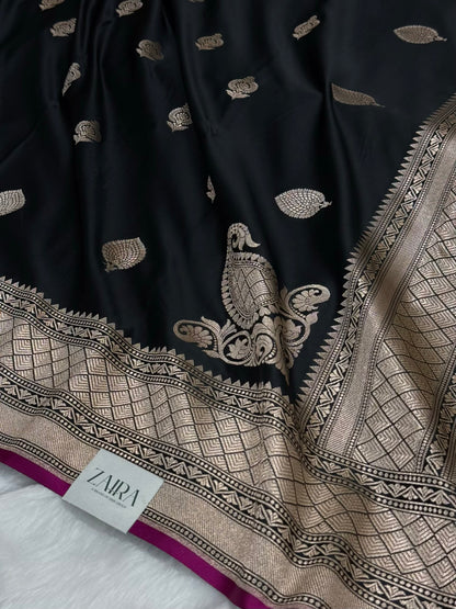 Black Mashru Silk Saree for Festive Seasons MSM 24