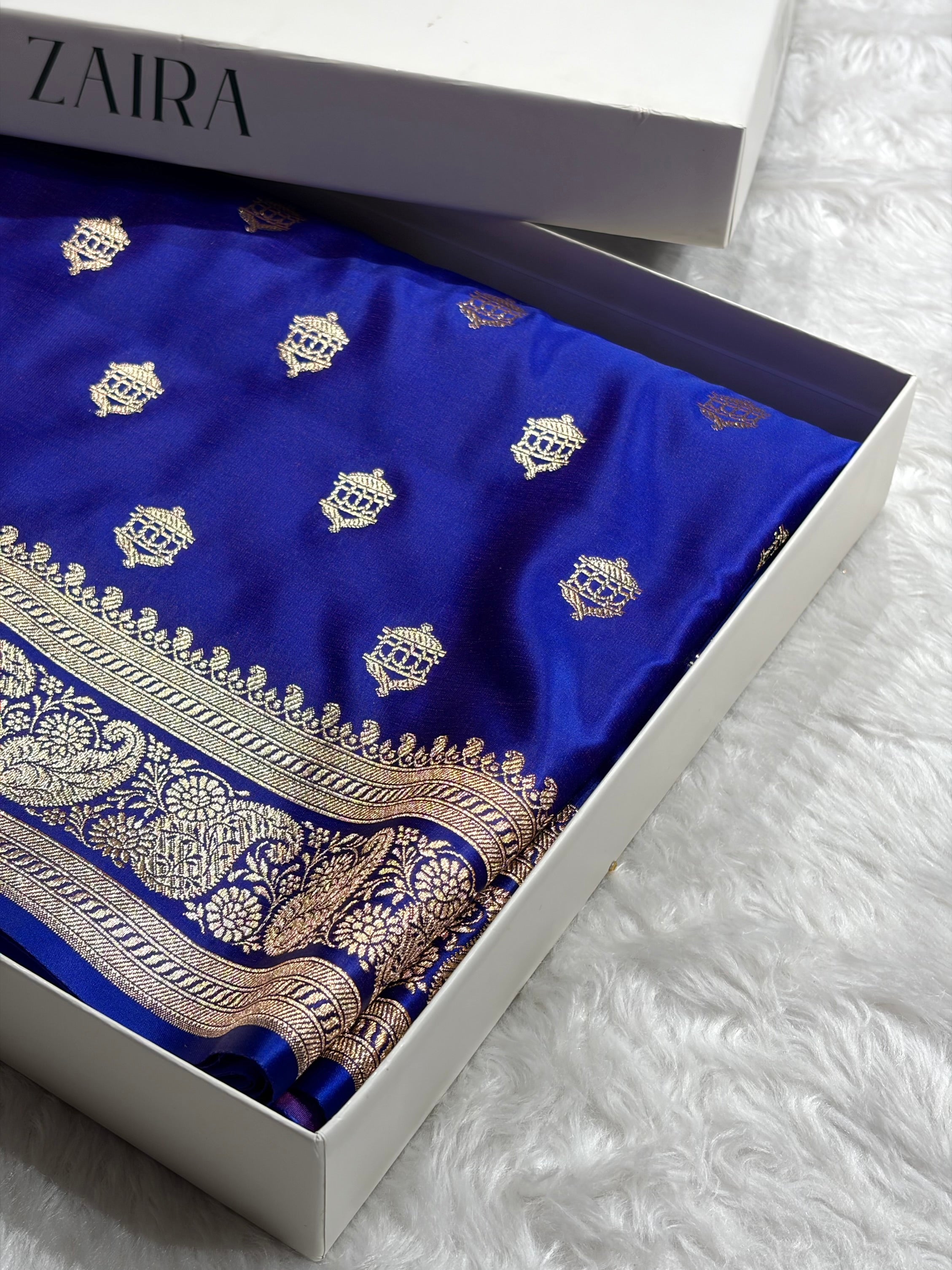 Banarasi Satin Katan Saree Booti Pattern in Royal Purple Shades SK137