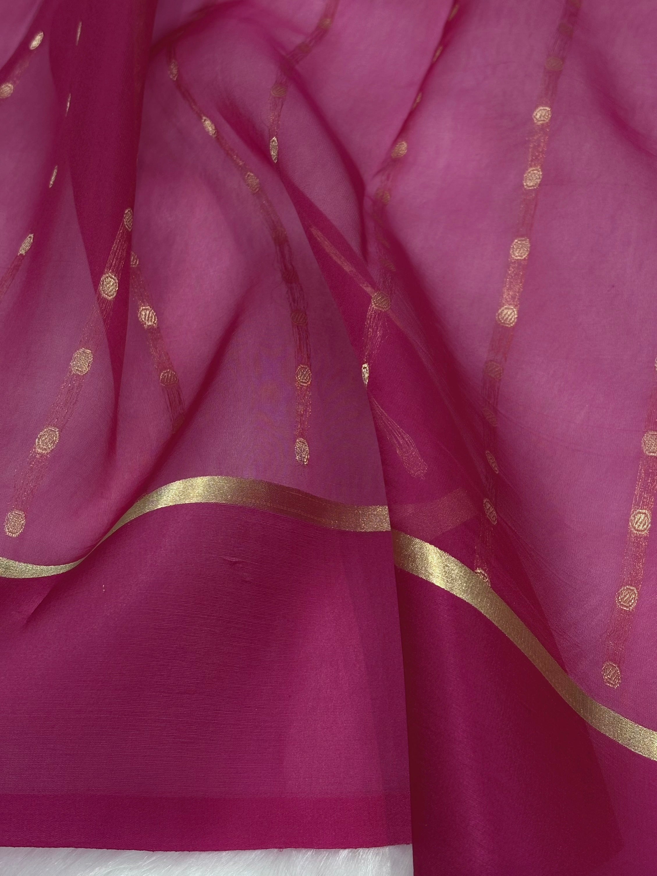 Pure Organza Rani Floral Banarasi Silk Saree PO-03