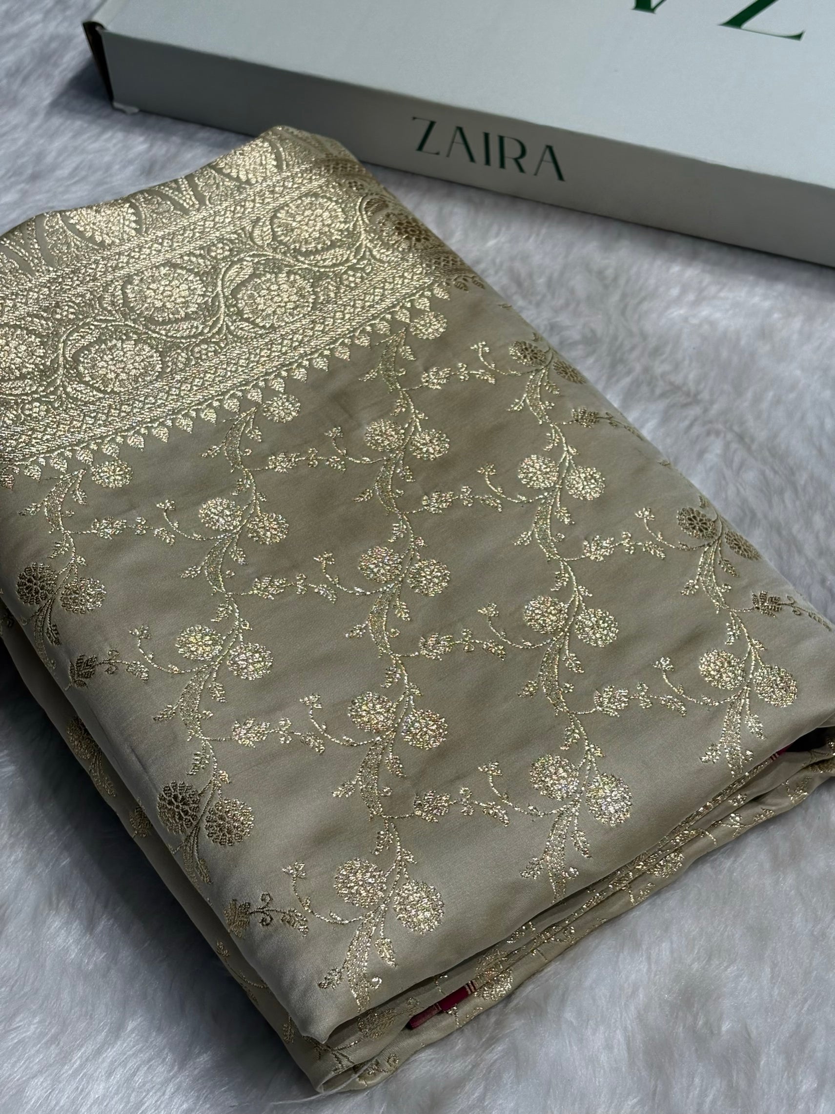 Tusser Cross Satin Katan Silk Saree SK17