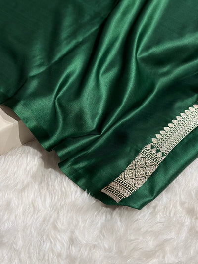 Bottle Green Shades Tanchoi Motif Mashru Silk Saree MST-14