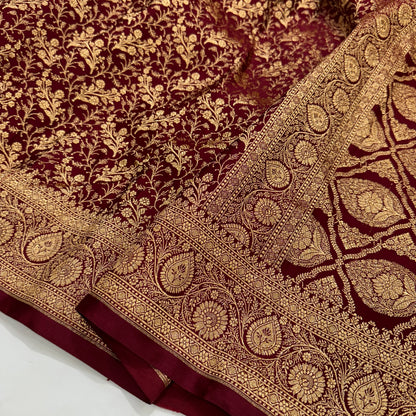 Beautiful Mahroon Brocade Soft Katan Silk Saree