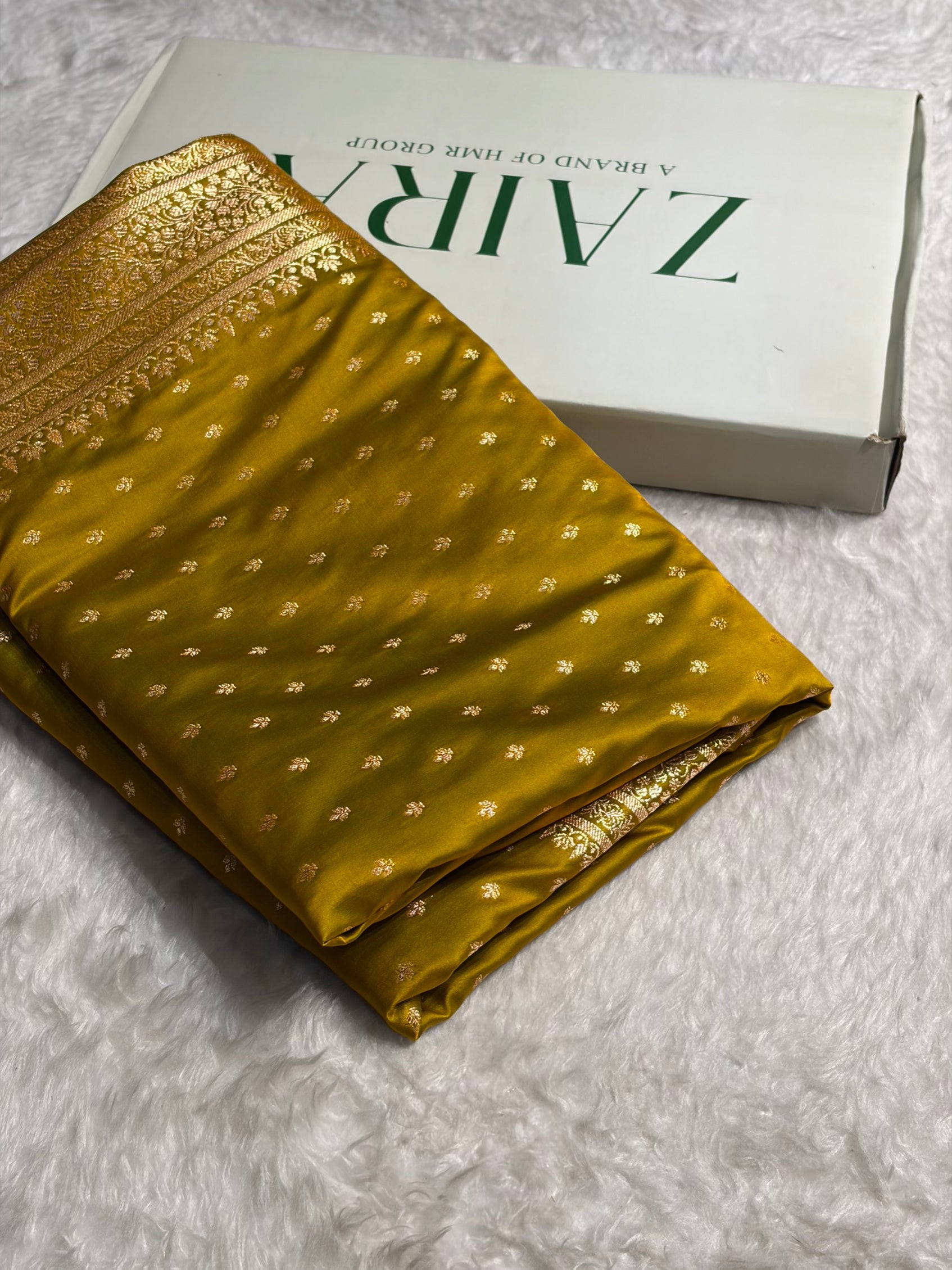 Banarasi Satin Katan Saree in Liril Mehendi Shades SK88