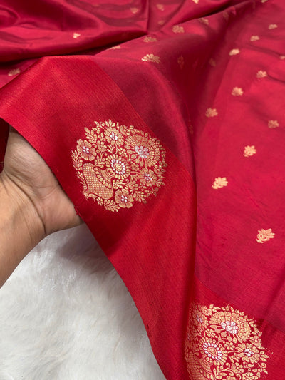 Maroon Shades Handwoven Pure Katan Paper Silk RM-70