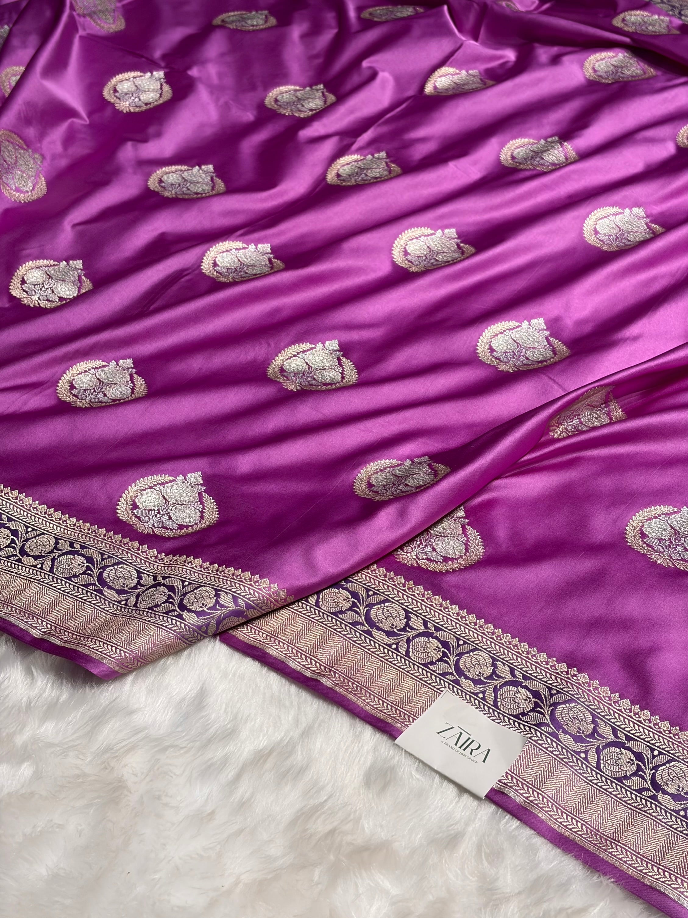 Lavender Shades Minakari Boota Mashru Silk Saree MS35