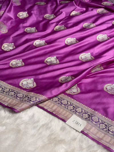 Lavender Shades Minakari Boota Mashru Silk Saree MCS35
