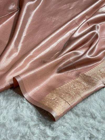 Satin Silk Saree Banarasi Cross with booti In Dusty Mauve Shades SS22