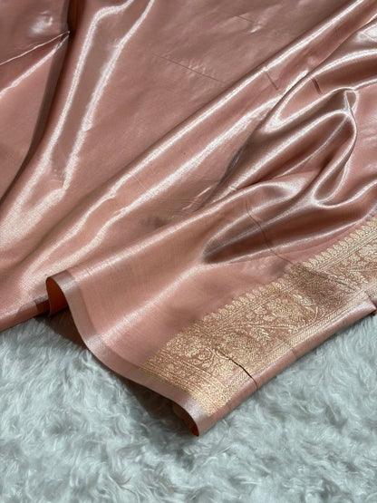 Satin Silk Saree Banarasi Cross with booti In Dusty Mauve Shades SS22