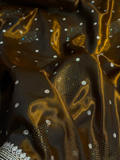 Satin Silk Dot Booti in Rust Shades with Swarovski work BSS08