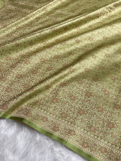 Pista Jamawar Tanchoi Katan Silk Saree SKTM-14