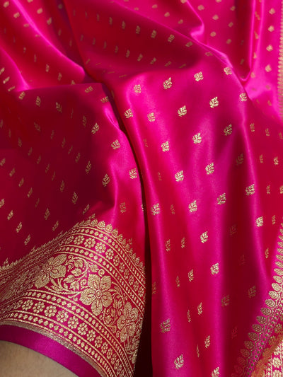 Banarasi Boota Katan Silk Saree In Cross Rani Shades SK04
