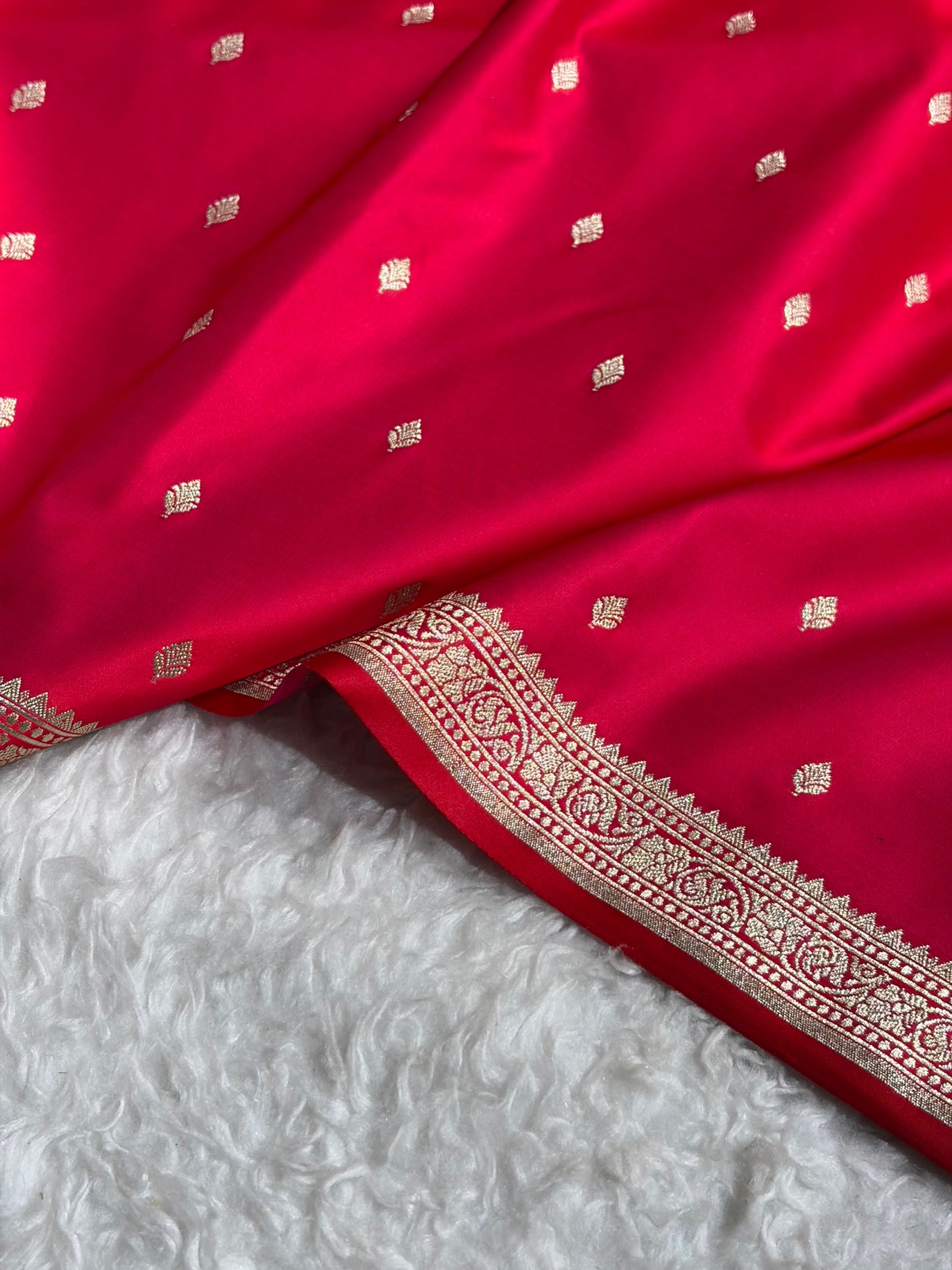 Premium Banarasi Satin Katan Saree in Cross Rani Shades SK90