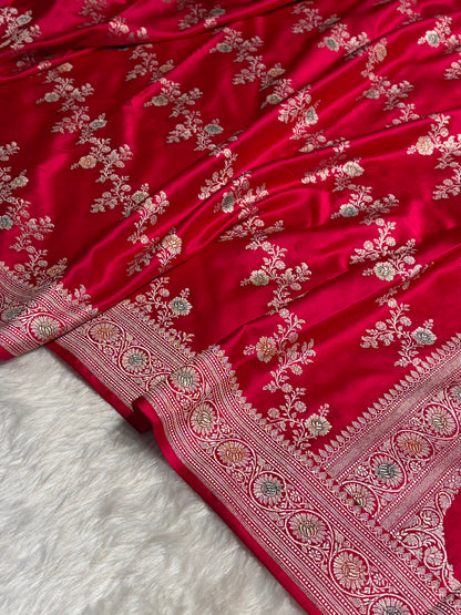 Dark Pink Minakari Banarasi Cross Mashru Silk Saree MS01
