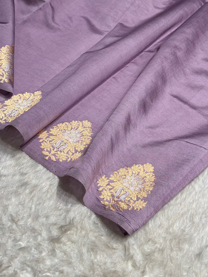 Lavender Shades Banarasi Handwoven Pure Paper Katan Silk  RM-66