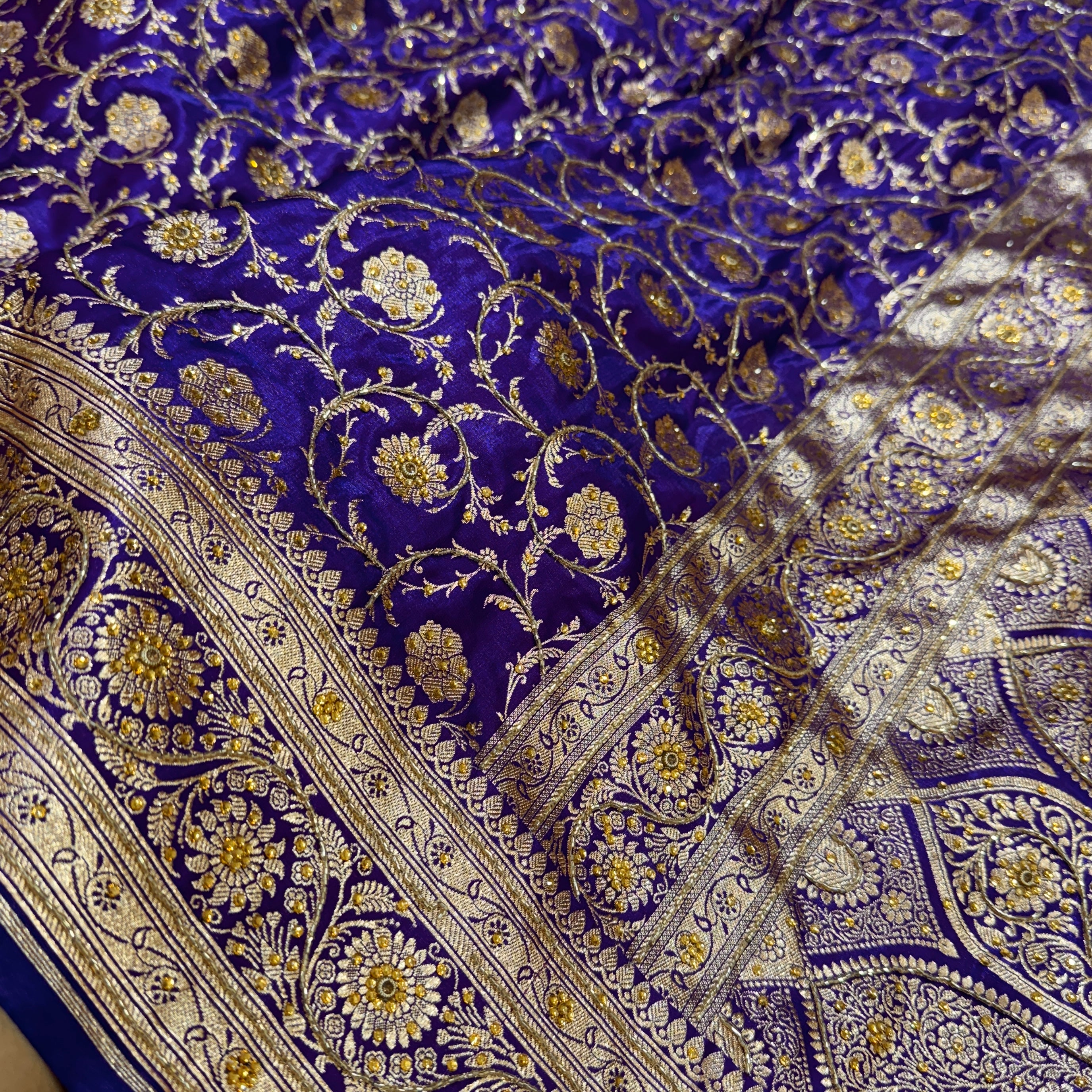 Bridal Purple Jaal with Ari and Stone