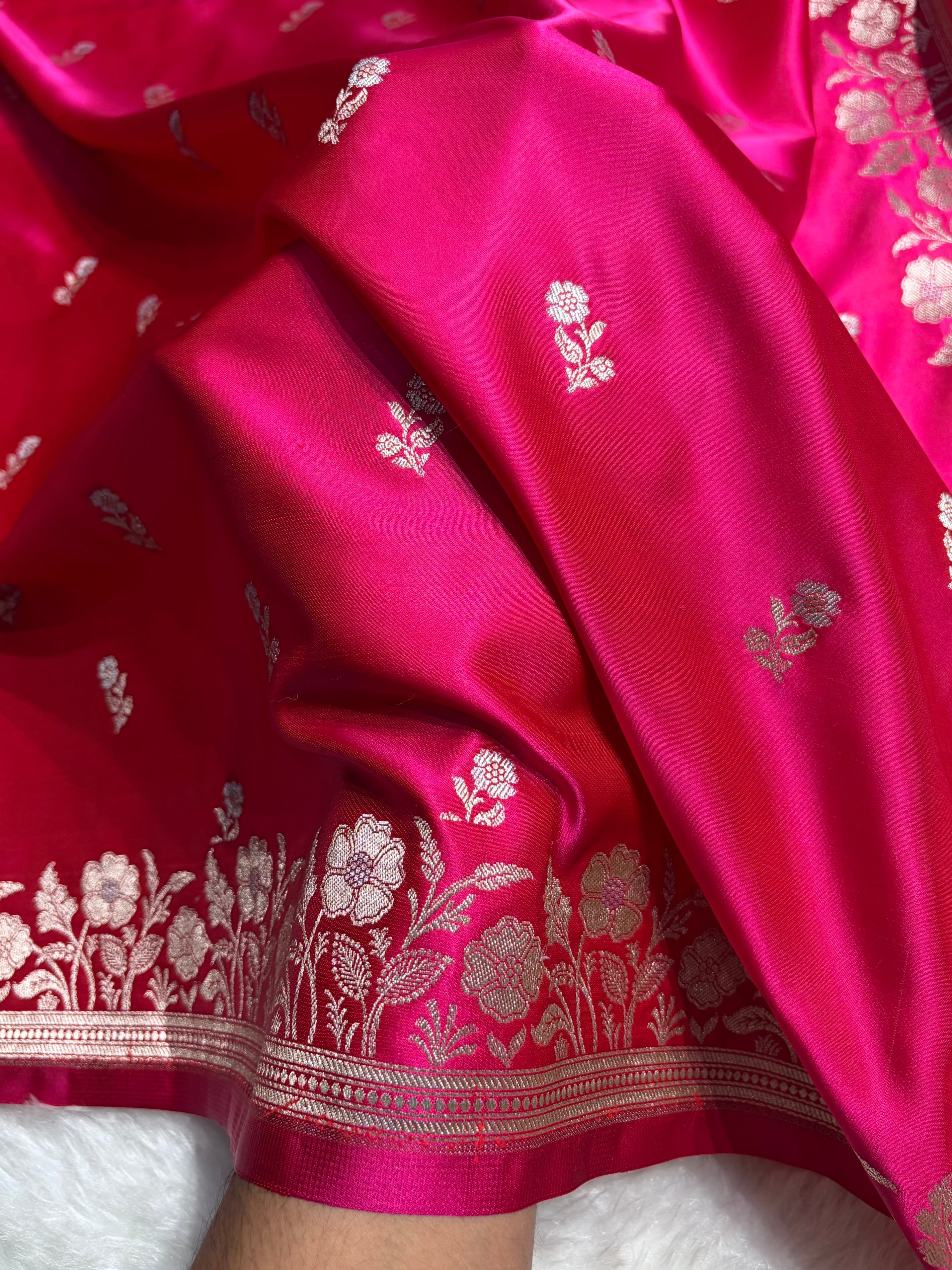 Rani Boota With Floral Border Mashru Silk Saree MSM-86