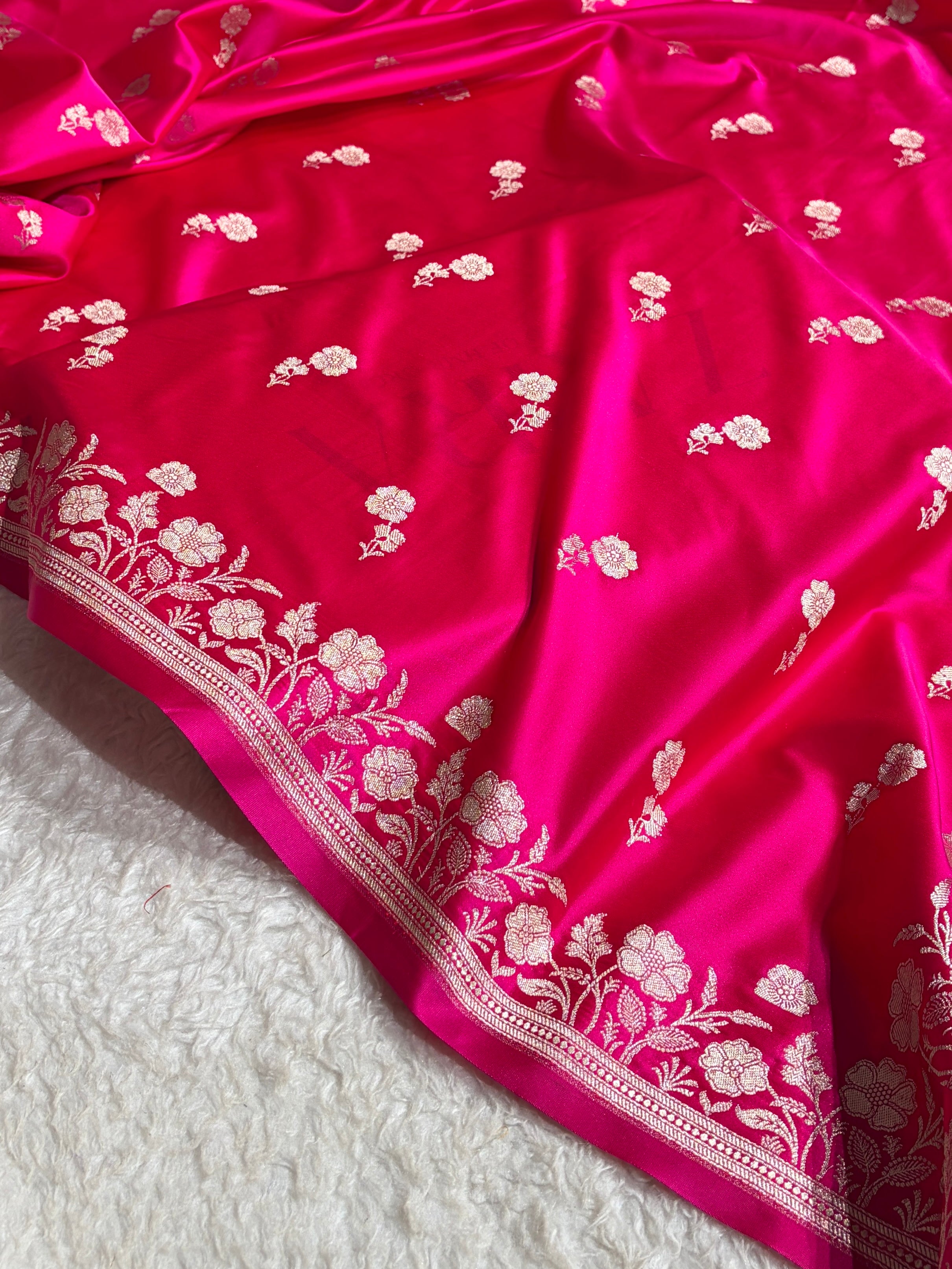 Rani Boota With Floral Border Mashru Silk Saree MSM-87