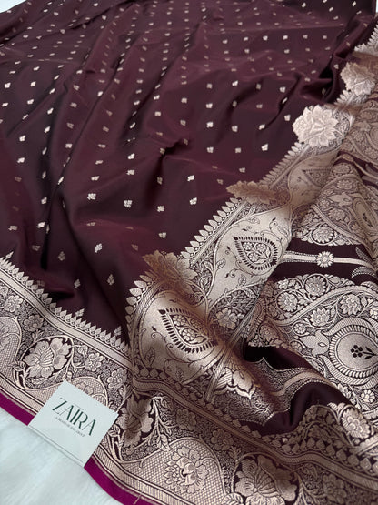 Chocolate shades Mashru Silk Saree for Festive Seasons