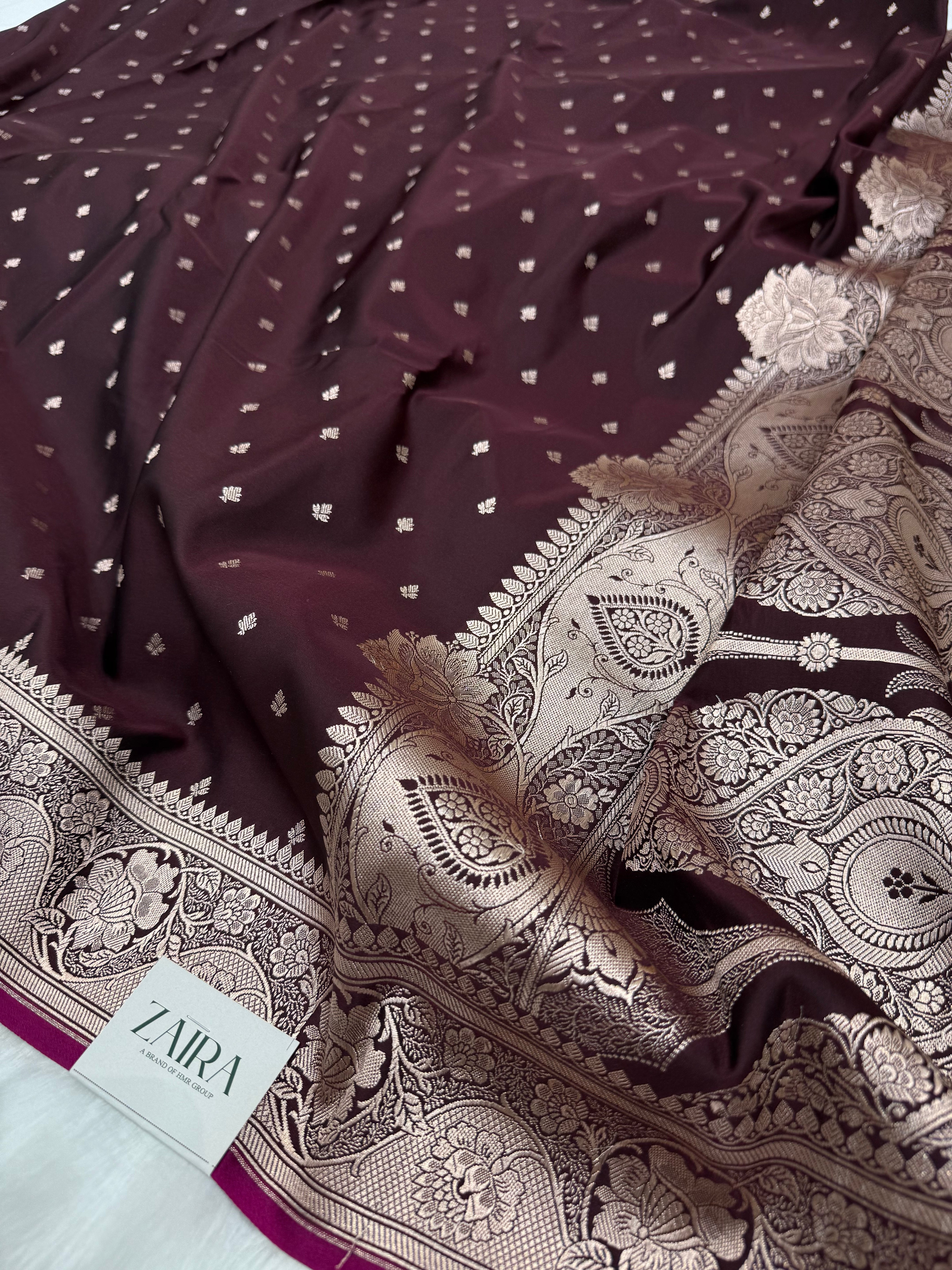Chocolate shades Mashru Silk Saree for Festive Seasons